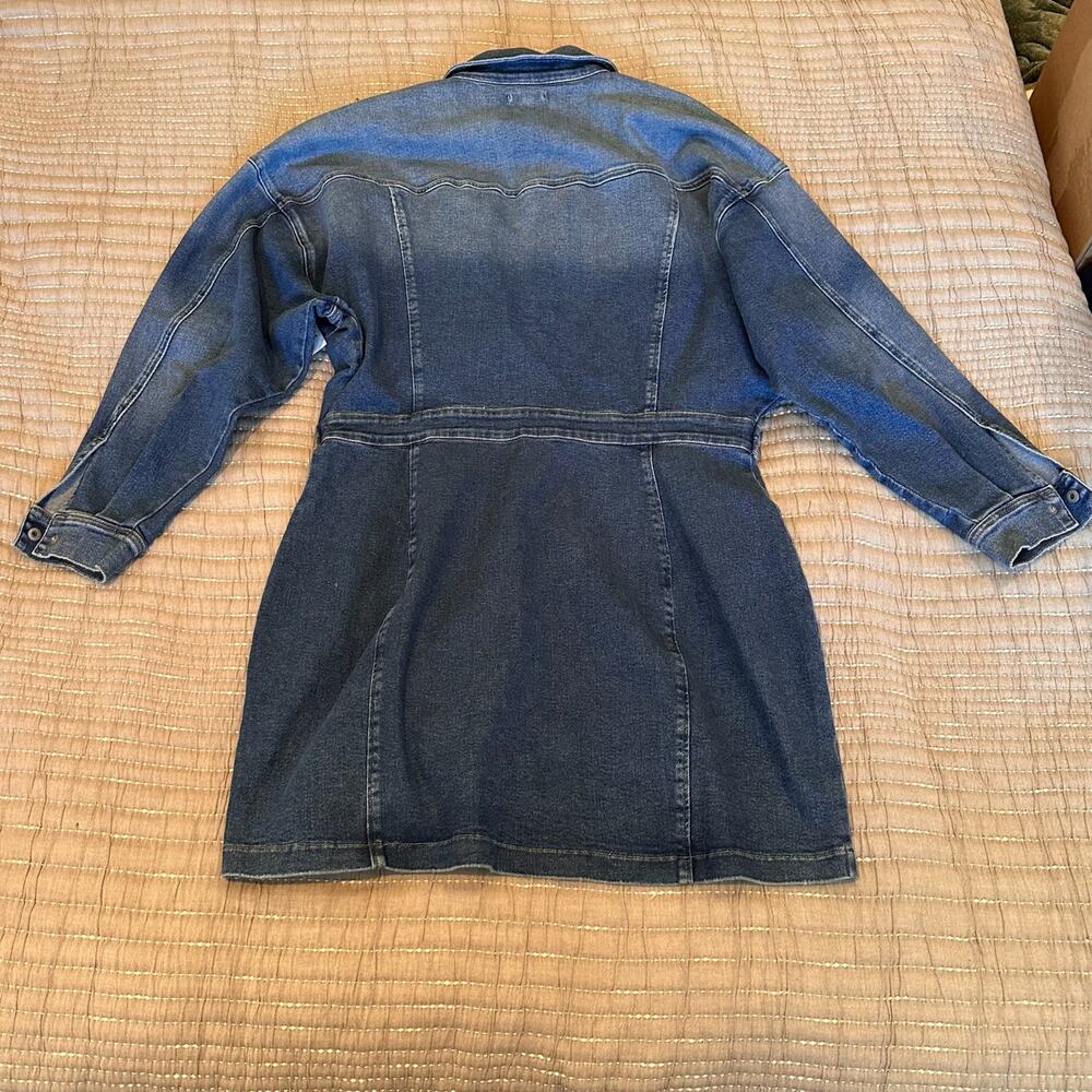 Good American 5X Denim Mini Dress Long Sleeves - Picture 4 of 5